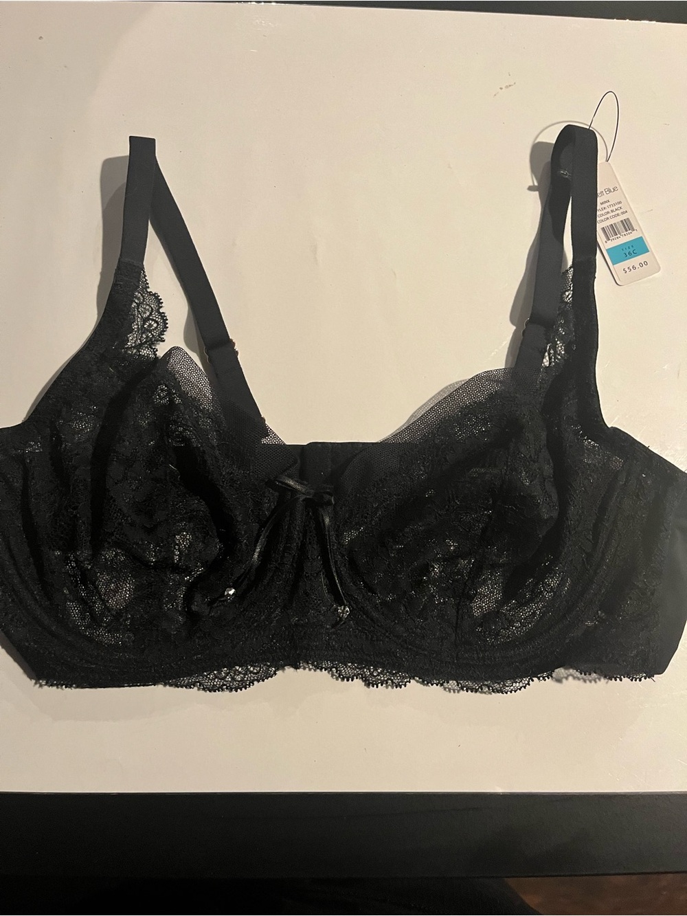 Skarlett Blue Black Lace Underwire Bra - Elegant Support 36C New